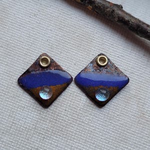 Small enamel charms for earrings - enamel earring charms - square earring charms - enamels for earrings - dichroic earring components