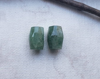 Green Strawberry Quartz Faceted Barrel Beads, 10x14mm