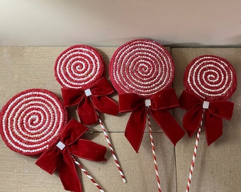 Faux lollipop wreath attachments, faux candy, candyland Christmas candy, embellishment Christmas decor,ornaments