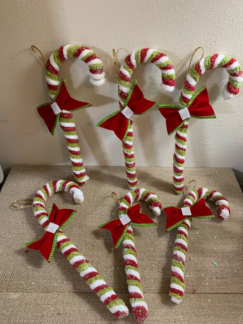 Grinch Faux Candy Canes Christmas Ornaments Grinch Theme Etsy