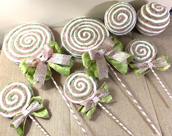Faux lollipop wreath attachments, faux candy, candyland Christmas candy, embellishment Christmas decor,ornaments, Victorian, vintage theme,