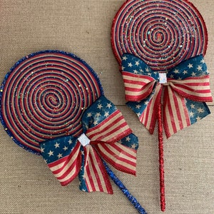 Faux candy lollipop Americana patriotic wreath attachment vintage