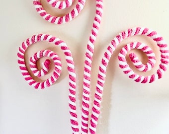 Faux candy pink & white swirl pick candy land tree topper tree decor Christmas tree pick wreath attachment