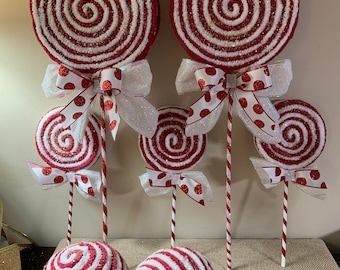 Faux lollipop wreath attachments, faux candy, candyland Christmas candy, embellishment Christmas decor,ornaments