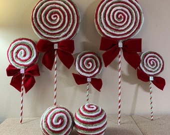 Faux lollipop wreath attachments, faux candy, candy land Christmas candy, embellishment Christmas decor,ornaments
