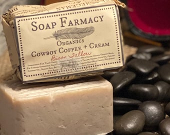 Bison Tallow and Organic Goat Milk Cream Bar Soap. Cowboy Coffee and Cream Soap Bar