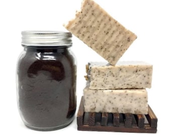 Cowboy Coffee Bean + Tallow Goat Milk Soap, Handmade Creamy Natural Light Scrub