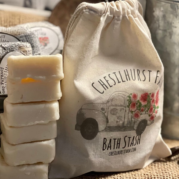 Bag Of Organic Goat Milk Soap Mini Travel Tin Soap On The Go Refill Bars 6, 10 + 20 packs
