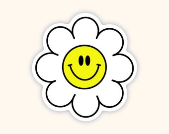Daisy Smile Face Sticker | Waterproof  | Laptop | Water Bottle | Phone | Kindle | Aesthetic | Gift