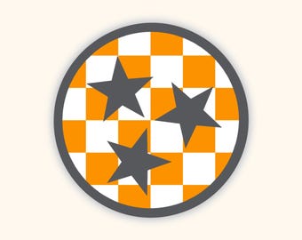 Knoxville Tennessee Tri-Star Sticker Gray/Checkered | Football | Laptop | Water bottle | iPhone | Aesthetic | Gift