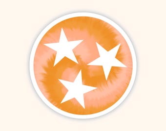 Tennessee Tri-Star Sticker Tie-Dye/Orange | Football | Laptop | Water bottle | iPhone | Aesthetic | Gift