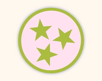 Tennessee Tri-Star Sticker Pink/Green | Football | Laptop | Water bottle | iPhone | Aesthetic | Gift