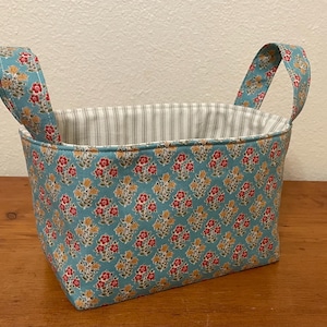 Tilda Cotton Fabric Basket: Bedside Organizer, Small Storage Caddy