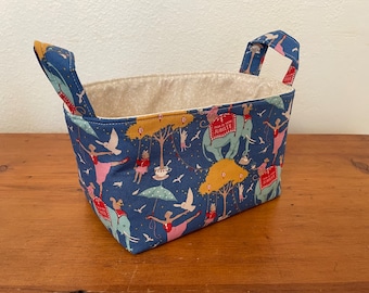 8x5x5 cotton fabric basket with handles bedside organizer storage gift bag Tilda fabric