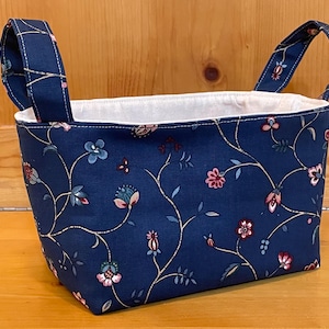 Cotton Fabric Basket with Handles: Bedside Organizer, Small Gift Caddy