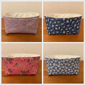 Mini cotton fabric basket desk top organizer storage