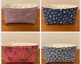 Mini cotton fabric basket desk top organizer storage