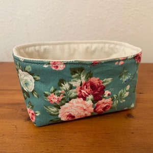 Mini cotton fabric basket desk top organizer storage shabby chic