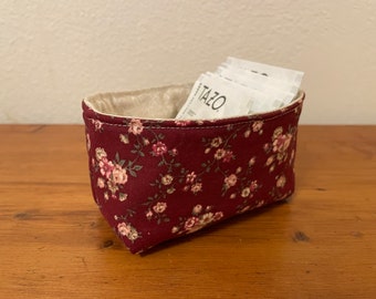 Mini cotton fabric basket desk top organizer storage