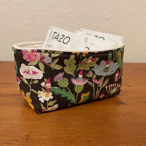 Mini cotton fabric basket desk top organizer storage bin