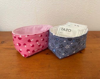 Mini cotton fabric basket desk top organizer storage gift box
