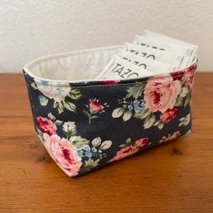 Mini cotton fabric basket desk top organizer storage shabby chic