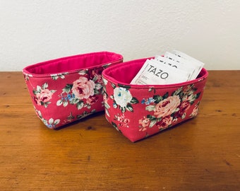 Mini cotton fabric basket desk top organizer storage gift box