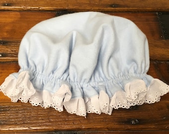 Custom Blue Flannel Prairie Night Cap Child/Adult Mob Cap Sleeping Bonnet Little House On The Prairie Night Cap Laura Mary Caroline Ingalls