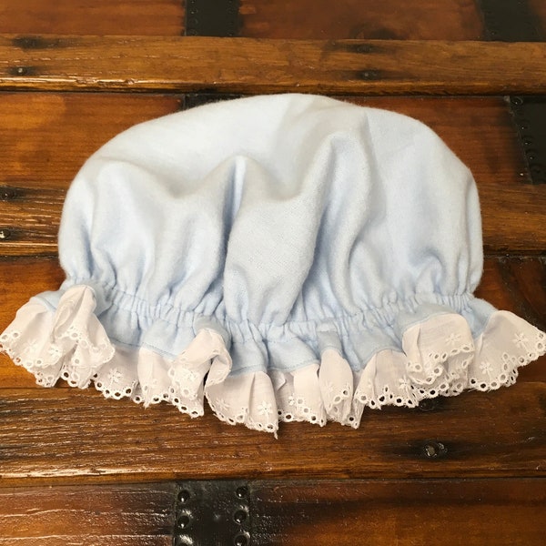 Custom Blue Flannel Prairie Night Cap Child/Adult Mob Cap Sleeping Bonnet Little House On The Prairie Night Cap Laura Mary Caroline Ingalls