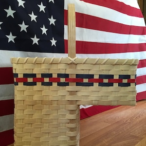 Stair Basket Patriotic Staircase Basket Stair Step Basket Tote Basket Storage Handmade Basket with Handles Floor Independence Day Basket