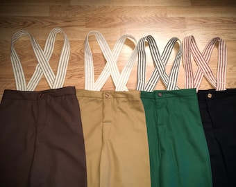 Custom Cotton Twill Button Suspenders: Pioneer, Civil War, Wild West