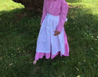 Girls Prairie Dress: Handmade Pioneer Outfit with Bonnet & Apron
