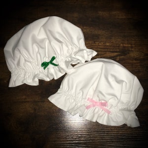 NEW Solid White Prairie Night Cap Child/Adult Mob Cap With Bow Christmas Sleeping Bonnet Little House On The Prairie Night Cap Laura Mary