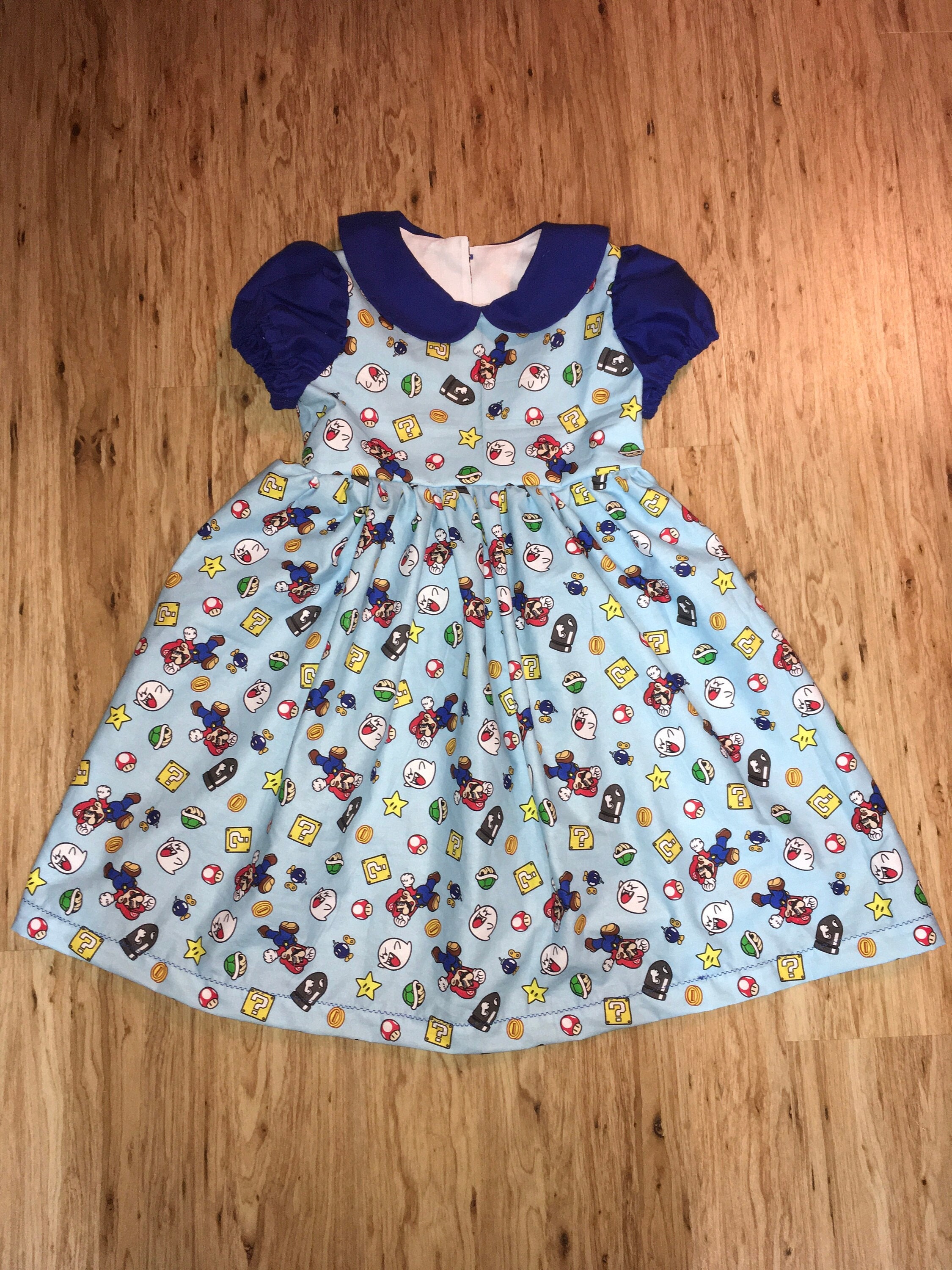 Super Mario Girls Dress: Handmade Short Sleeve Summer Outfit