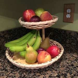 Kitchen Basket Two Tier Fruit Basket Holder For Perishable Fruit! Custom Woven Basket Tier Stand Kitchen Tier Tray Basket  Free Shipping
