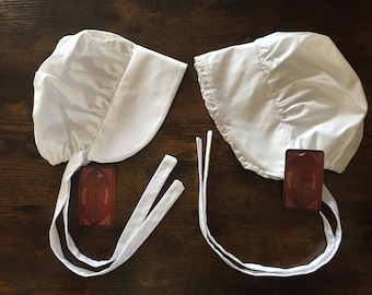 Blanc uni, enfants, bonnets pionniers, bonnets bébé, bonnets pour adolescents/adultes, tenues fille, tenues La petite maison dans la prairie