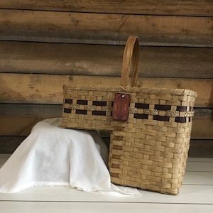 Oak Stair Basket Staircase Basket Stair Step Basket Tote Basket Storage Basket Handmade Basket with Handles Floor Basket