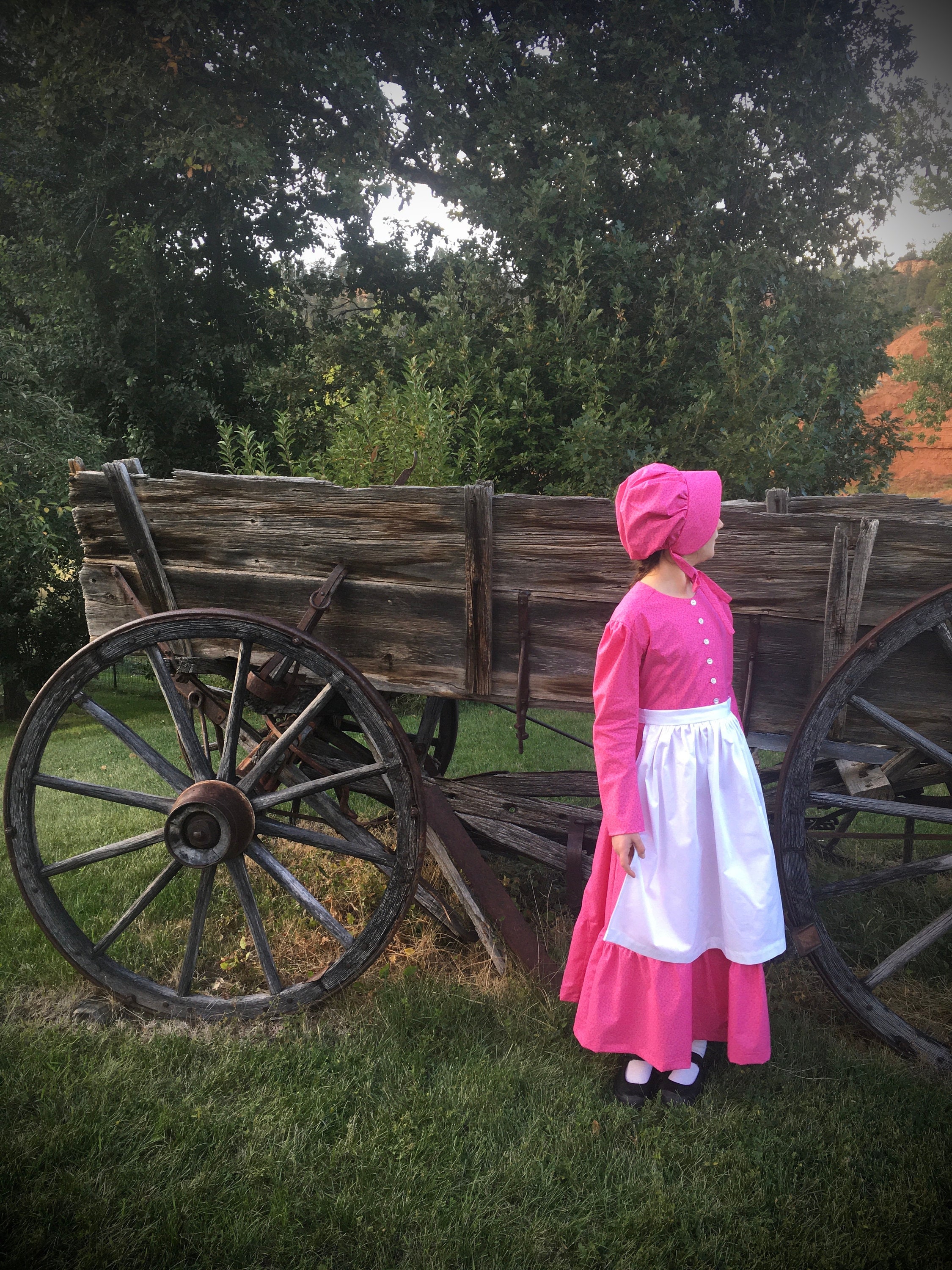 slim fit dress slacks Girl's Dress and Apron Combination, Victorian, Prairie, Historical –  Timeless Stitches
