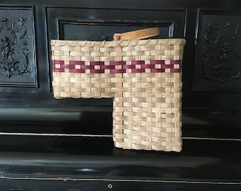 Dark Walnut Swing Handle Stair Basket Staircase Basket Step Basket Tote Basket Storage Basket Handmade Basket with Handles Woven Basket