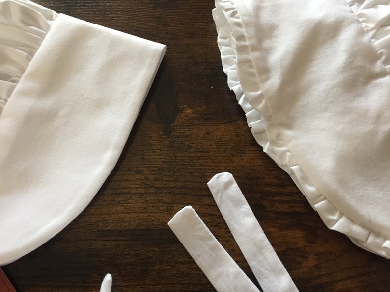 Solid White Children Pioneer Bonnets Baby Bonnets, Teen/Adult Bonnets Girls Outfits Little House on the Prairie Anne Of Green Gables Outfits image 4