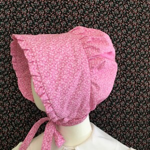 Custom Ruffle Bonnets Children Sizes Pioneer Baby Bonnets Girls Reenactment Sun Bonnet Little House on the Prairie YOU CHOOSE The FABRIC image 2