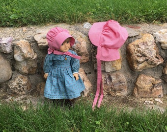 Red Gingham Girl and Doll Bonnets! Brand New Doll Reproduction Bonnet Little House on the Prairie Doll Clothing