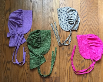 Custom Adult Pioneer Bonnet: Choose Your Fabric, Sun Protection