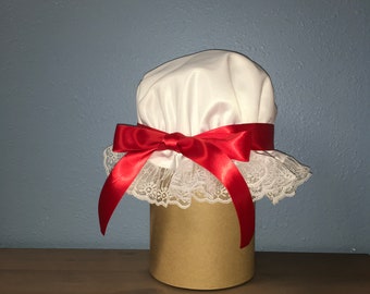 Felicity’s Day Cap Child/Adult Solid White Satin Cap Colonial Bonnet Little House On The Prairie Cap Laura Mary Caroline Ingalls Easter