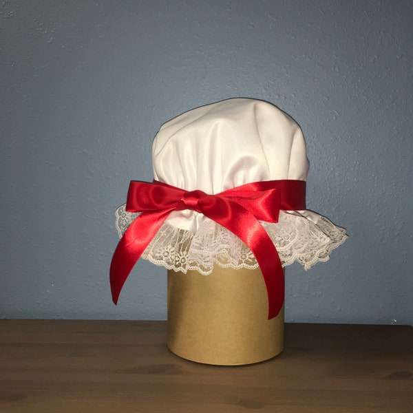 Felicity’s Day Cap Enfant/Adulte Solid White Satin Cap Colonial Bonnet Little House On The Prairie Cap Laura Mary Caroline Ingalls Pâques