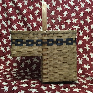 Handmade Western Stair Basket: Dark Walnut & Turquoise Accent