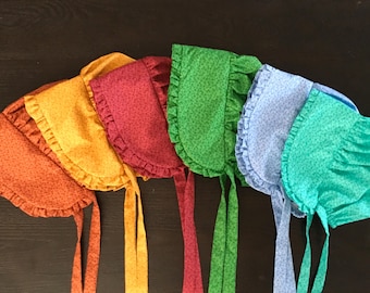 Ruffled Prairie Bonnet: Calico Pioneer Costume Sun Hat