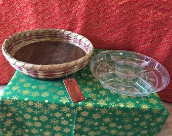 In Stock Lazy Susan Basket | Revolving Turntable | Serving Trays | Woven Lazy Susan | Dinning and Serving Kitchen Basket Star | Navy Blue