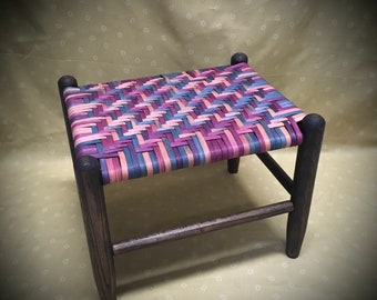 In Stock Woven Dk Chocolate Stools With Western Top Two Sizes English Footstool Furniture Dark Finish with Sealed Vintage Stool Childs Bench