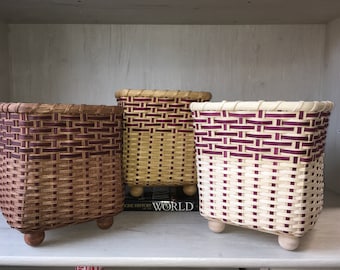 Wine/Burgundy Waste Paper Basket You Choose The Finish Waste Basket Garbage Can Planter Basket Office Decor Bathroom Storage Organization